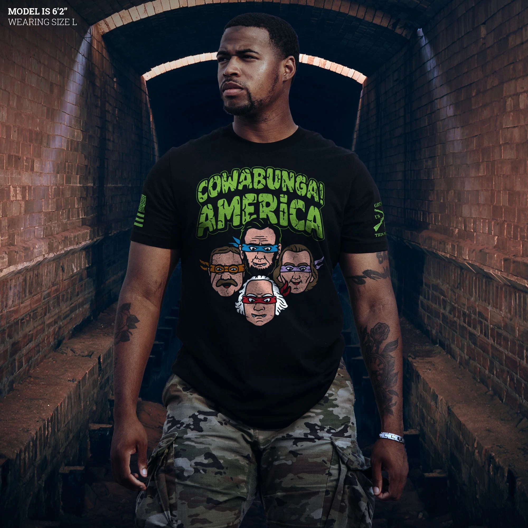 Cowabunga! America T-Shirt - Black 4 Cowabunga! America T-Shirt - Black - Image 2