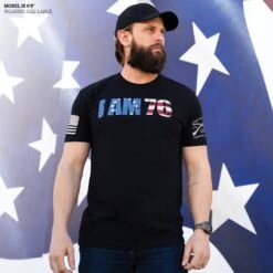 I AM 76 T-Shirt - Black -Daily Clothing Store Model Info Poster 2000x2000 copy2 1