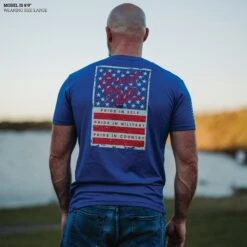 Grunt Style Stars & Bars T-Shirt - Royal -Daily Clothing Store Model Info Poster 2000x2000 copy5