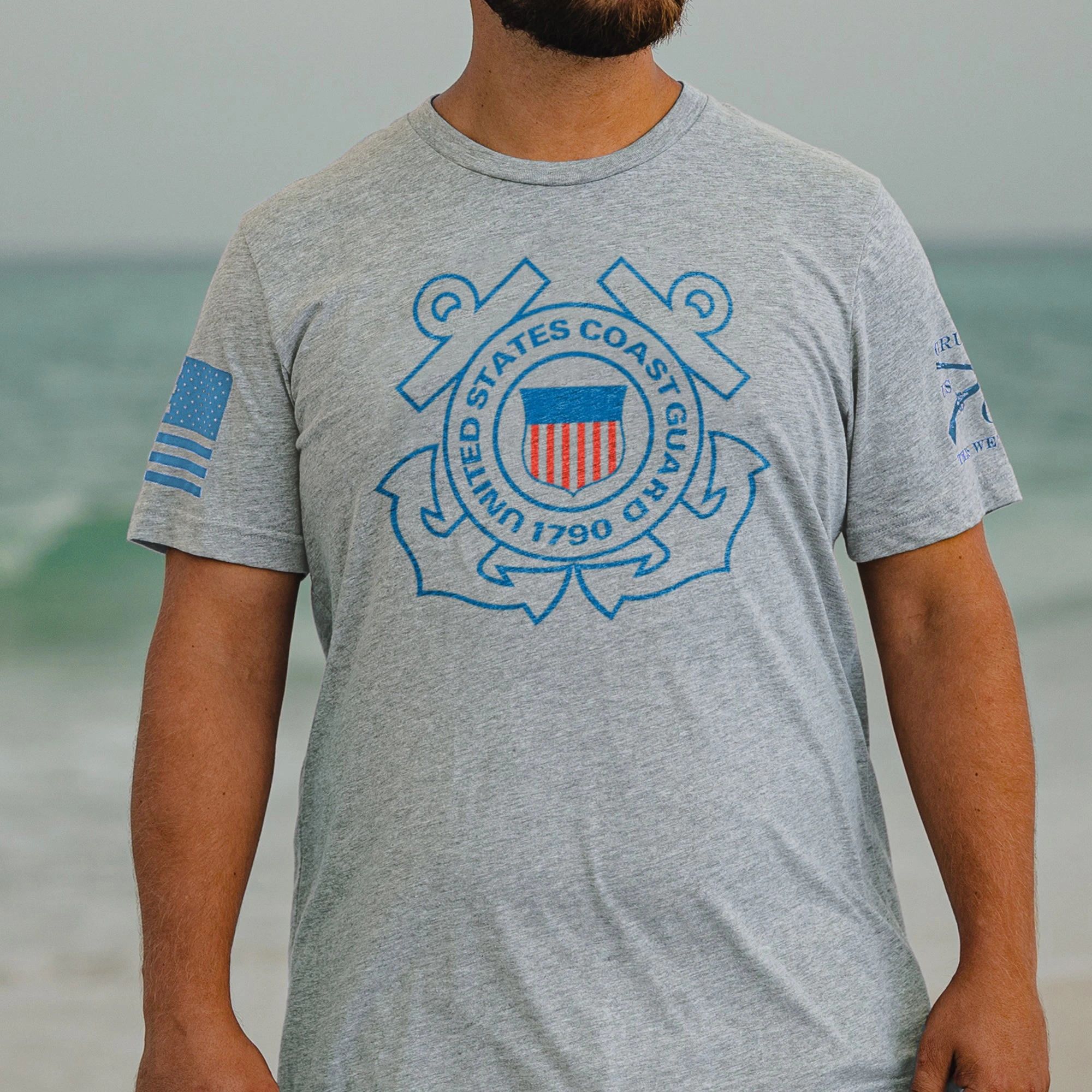 USCG -Logo T-Shirt - Heather Grey 4 USCG -Logo T-Shirt - Heather Grey - Image 2