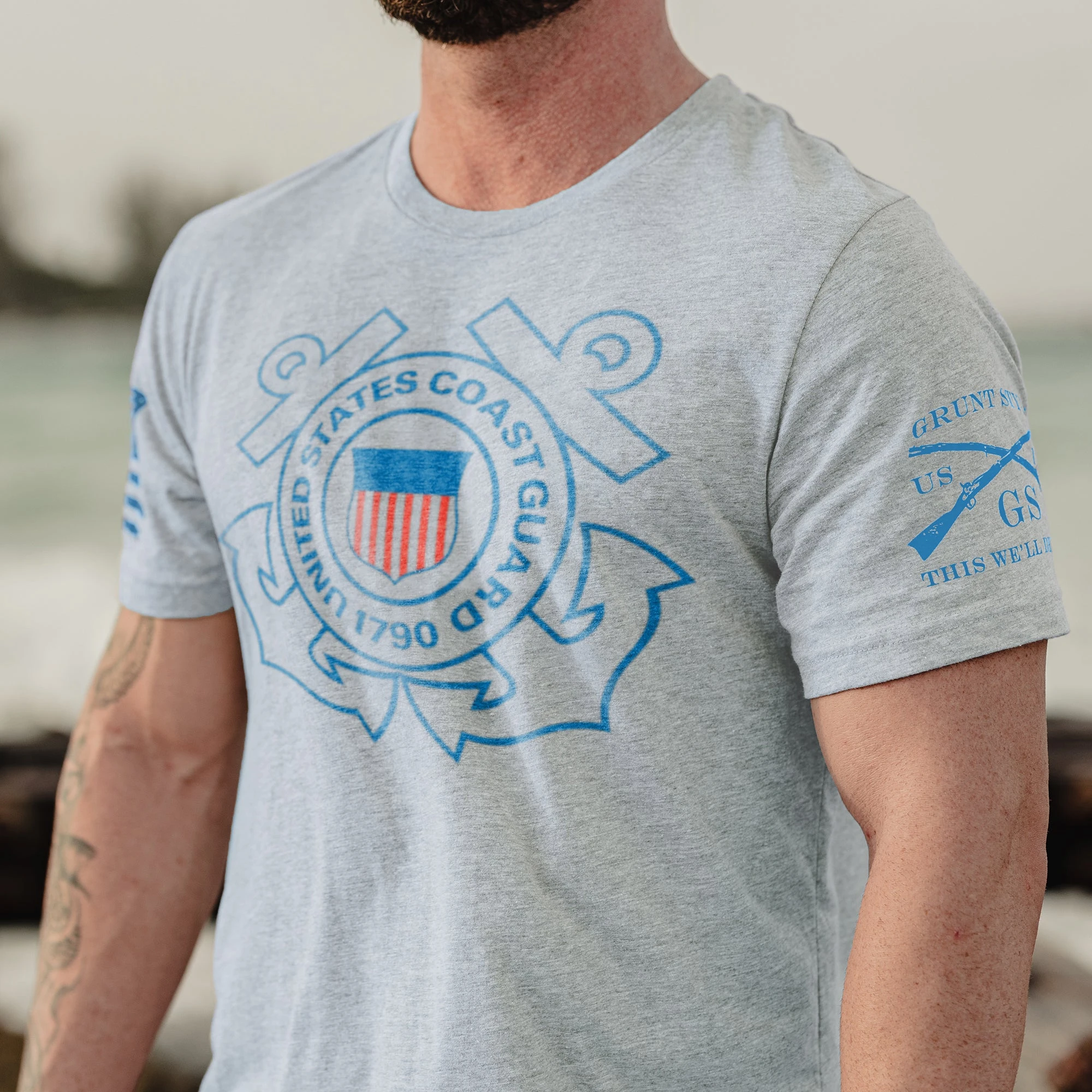 USCG -Logo T-Shirt - Heather Grey 5 USCG -Logo T-Shirt - Heather Grey - Image 3