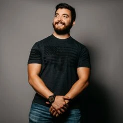 Ammo Flag T-Shirt - Heather Black -Daily Clothing Store WebReady 2000x2000 CoreProduct 20190624 0030July2019 AR Studio Lifestyle